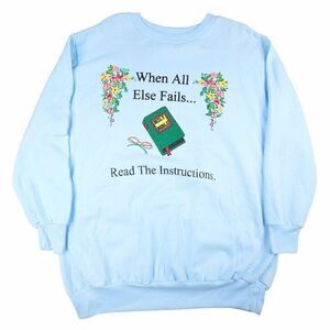 Vintage Christian Sweatshirt Mens Size Large Blue 80s Read The Bible Made In USA